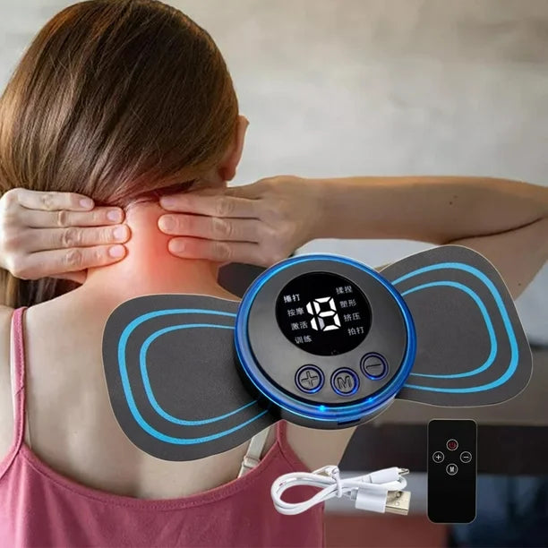 Masajeador de cuello EMS Parche adhesivo para masaje cervical recargable 8 modos 19 engranajes Instrumento de terapia