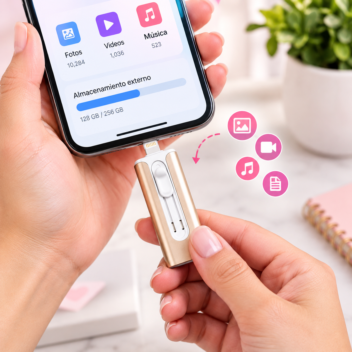 Memoria USB inteligente 3 en 1 para celulares - 256 GB