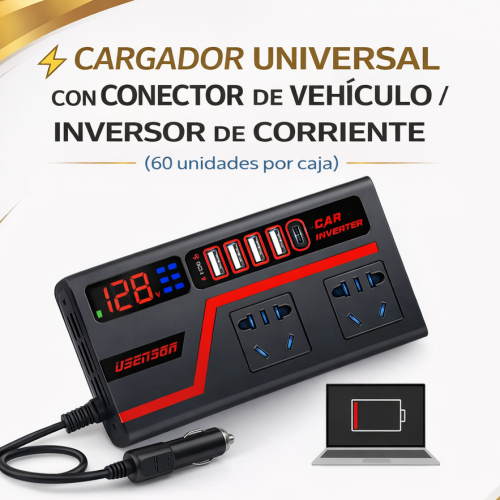 CARGADOR UNIVERSAL CON CONECTOR DE VEHÍCULO INVERTER