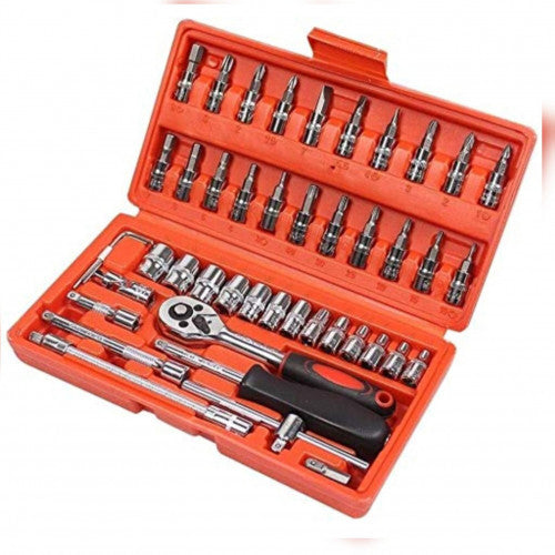 SET DE HERRAMIENTAS 46 PIEZAS CON LLAVE DE 1/4