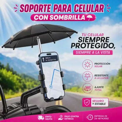 Soporte para celulares con sombrilla